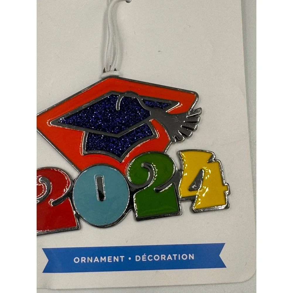 Hallmark 2024 Graduation Ornament Multicolor Glitter Cap Metal 1HAJ2061 NWT